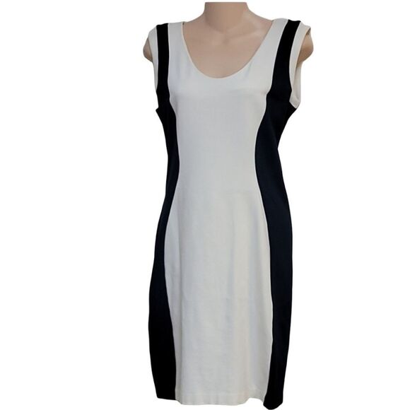 MNG Cream & Navy Colorblock Sleeveless Suit Dress - Picture 2 of 11